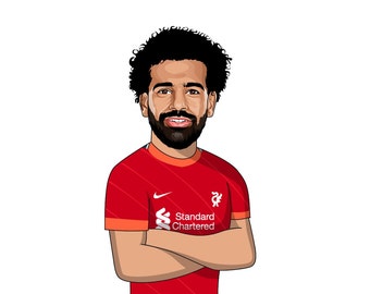 モハメド、サラー似顔絵ボート モハメド・サラー (リバプール FC) - LFC 21/22 似顔絵イラスト
