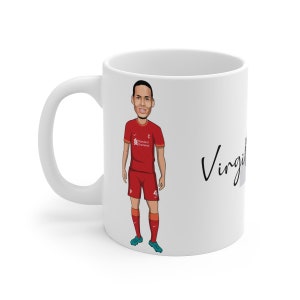 Virgil Van Dijk | Liverpool FC Caricature VVD Mug (White Background) | LFC 2021/22