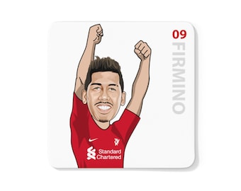 Roberto Firmino Caricature LFC White Coaster | Liverpool FC 2022/23 Reds Brazil Bobby Premier League Fans