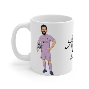 Alisson Becker | Liverpool FC Caricature Becker White Mug | LFC 2022/23 Reds Brazil Fans