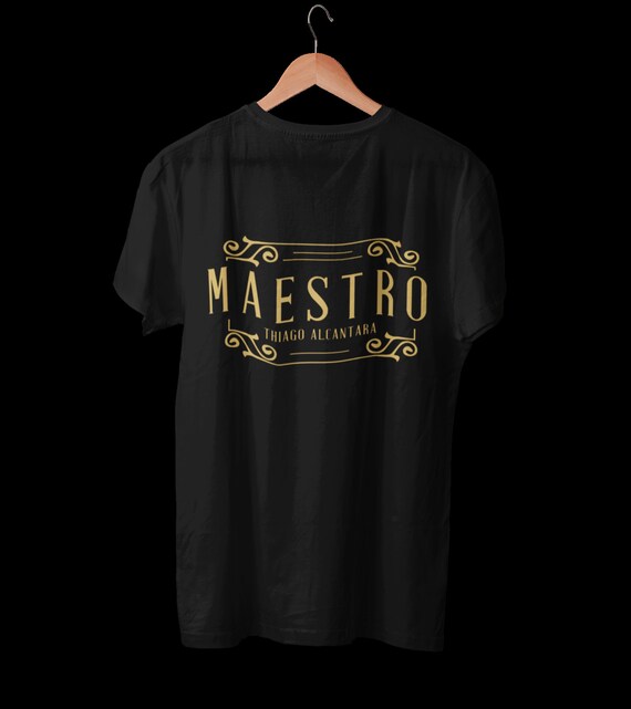 Maestro Thiago Alacantara LFC camiseta negra gold print Liverpool