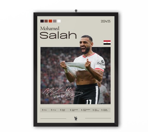 Mohamed Salah Liverpool Poster Art Print, Mo Salah Soccer Wall Decor, Football Star Artwork, Soccer Fan Gift, Sports Wall Art, Home Decor