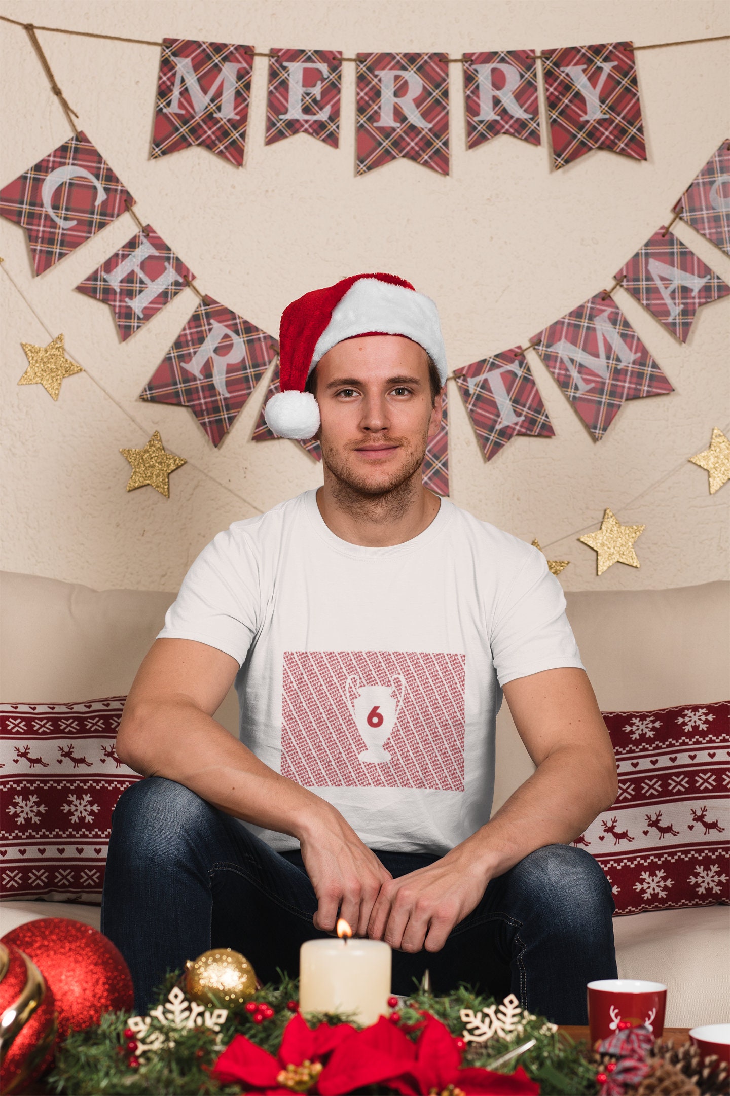 6回のLFCチャンピオン 19/20 ホワイトTシャツ（レッド＆ブラック