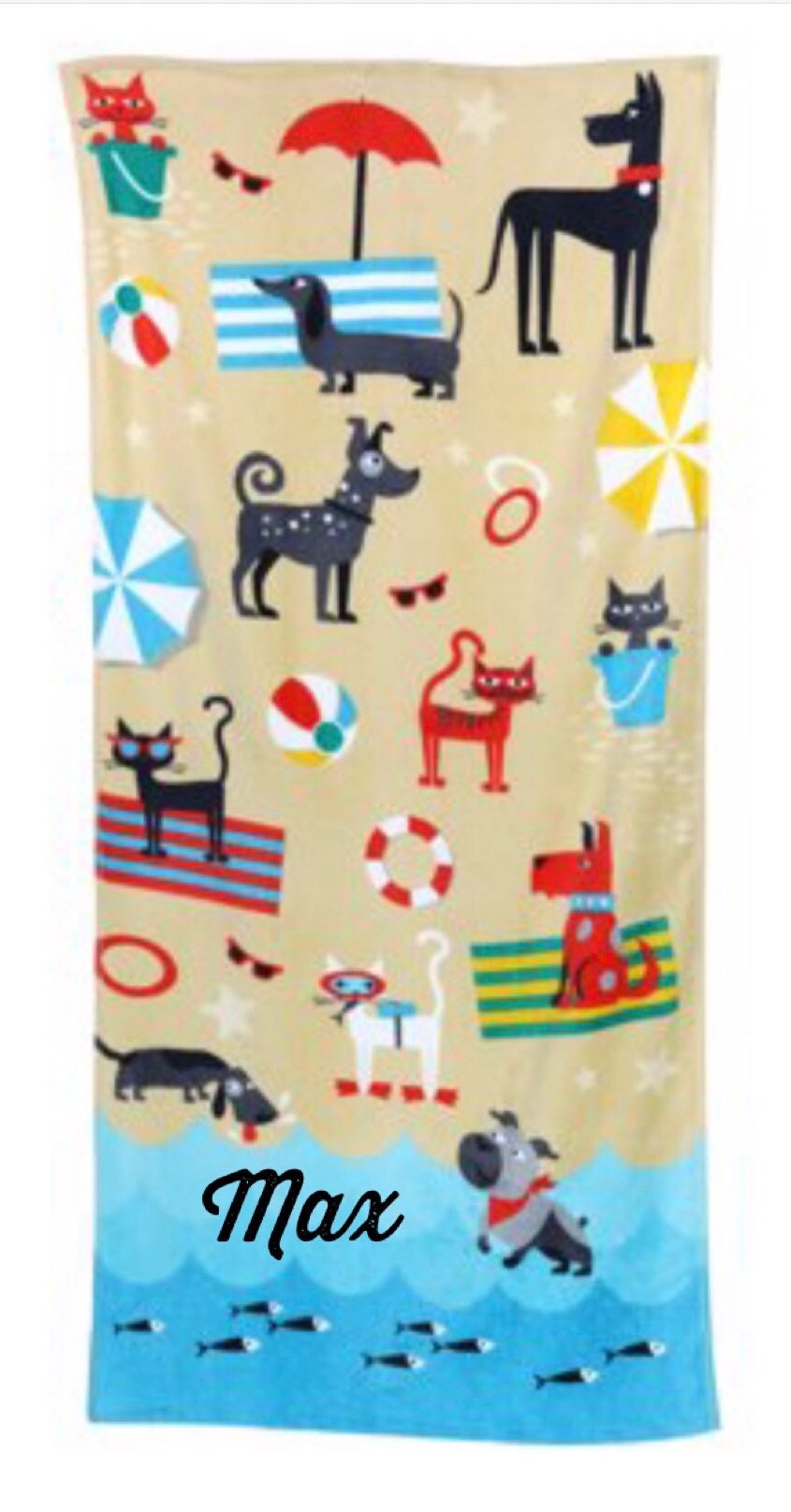 2 Personalized dog beach towel with name dog towel doggy beach Etsy