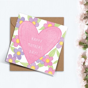 Jolie carte de fête des mères, carte pour maman, carte simple faite main pour maman, grand-mère, belle-mère, belle-mère