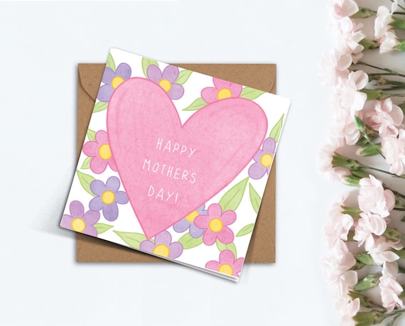 Cute Mother's Day Card, Card for Mum, Handmade Simple Card for Mom