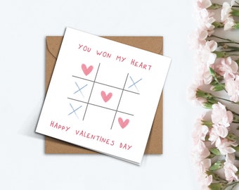 You Won My Heart Happy Valentines Day Card Handmade Cute Funny Love Hearts Card for Boyfriend Girlfriend Friend Wife Husband Valentine Gift