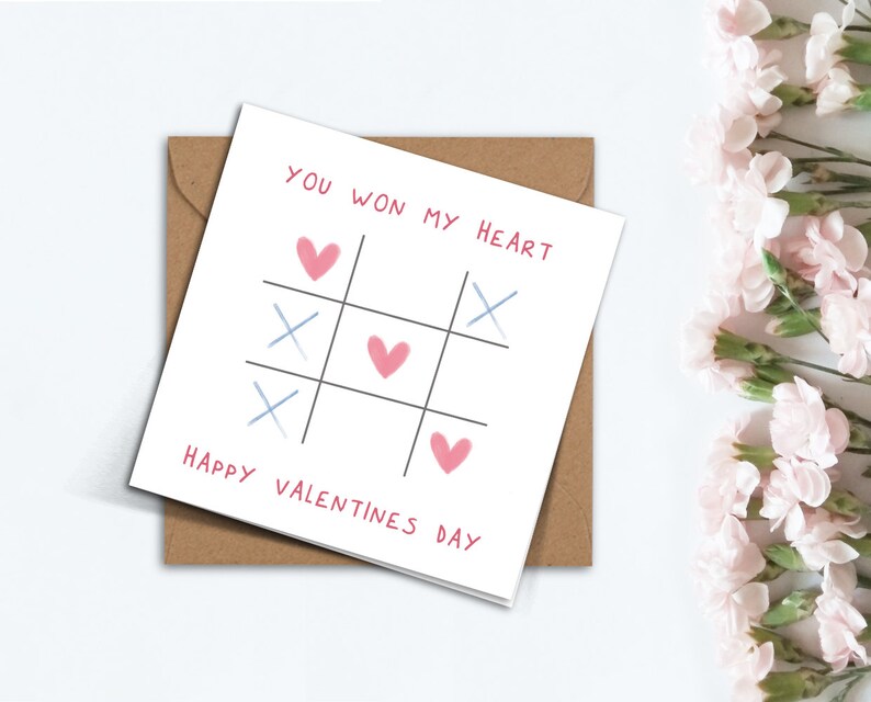 You Won My Heart Happy Valentines Day Card Handmade Cute Funny Love Hearts Card for Boyfriend Girlfriend Friend Wife Husband Valentine Gift image 1