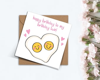 Linda tarjeta de cumpleaños para gemelos, tarjeta hecha a mano para novia, novio, mejor amigo/a, tarjeta sencilla de feliz cumpleaños para mamá, papá o hermano.