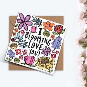 I Blooming Love You Valentinstag Karte Niedliche Handgemachte Blumen Rosen Liebe Geschenk für Freund Freundin Ehemann Frau Bester Freund