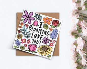 I Blooming Love You Valentines Day Card Cute Handmade Flowers Roses Love Gift for Boyfriend Girlfriend Husband Wife Best Friend