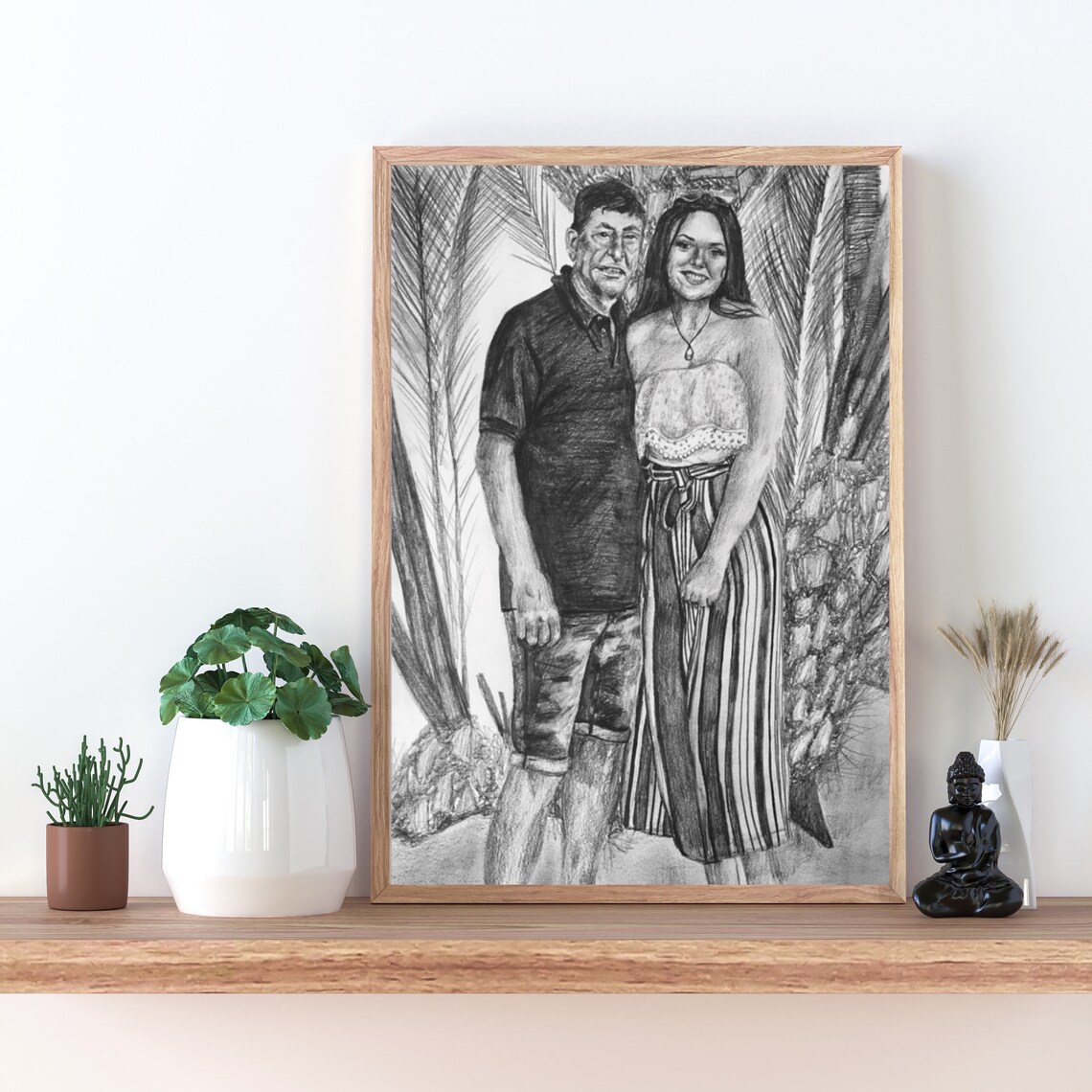 Sentimental Drawing Friend Custom Hand Drawn Pencil Drawing From Photo, Personalised Heartwarming ...