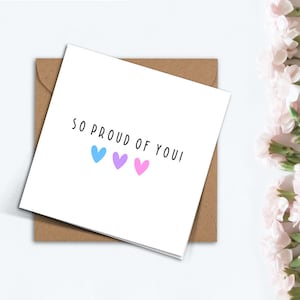 Jolie carte fière de vous, carte pour elle, carte de félicitations faite à la main pour maman, petite amie, petit ami, ami, frère, sœur.