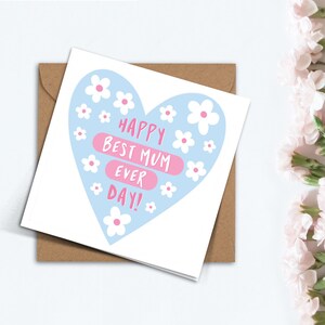 Schattig gelukkig beste moeder ooit dag Moederdag kaart, kaart voor mama, handgemaakte eenvoudige kaart voor moeder oma Nana schoonmoeder stiefmoeder