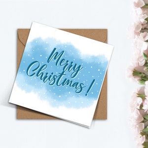 Niedliche blaue Weihnachtskarte, Karte für sie, handgemachte einfache Weihnachtskarte für Mama, Freundin, Freund, Familie, Bruder.