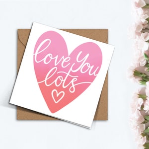 Love You Lots Valentijnsdag Kaart Handgemaakte Leuke Roze Rode Gradiënt Kaart voor Vriend Vriendin Vriend Vrouw Echtgenoot Valentijn Cadeau