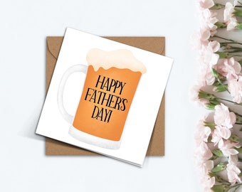 Funny Father's Day Card, Cute Card for Dad, Cute Handmade Gift from Children, Card from Daughter Son, Beer, Pint, Grandad, Step Dad