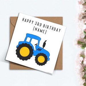 Carte d'anniversaire personnalisée tracteur avec âge et nom, carte pour lui, carte d'anniversaire personnalisée mignonne faite main pour papa, petit ami, ami, frère