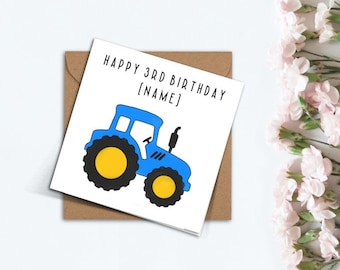 Personalised Tractor Birthday Card with Age and Name, Card for Him, Handmade Cute Custom Birthday Card for Dad, Boyfriend, Friend, Brother