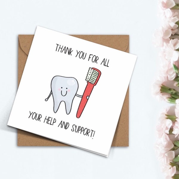 Cute Thank You Card For Dentist, Orthodontist, Hospital, Healthcare, Key Worker Appreciation Card, Hand Made Medical Card