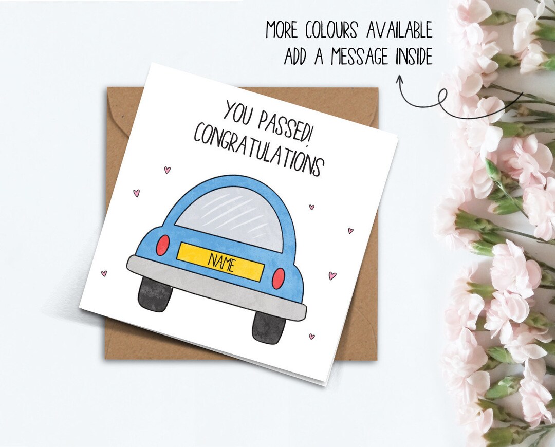 You Passed Congratulations Card, Handmade Cute Driving Test Pass Card ...