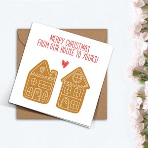 Jolie carte de Noël de chez nous à la vôtre, cadeau maison en pain d'épice fait main pour voisin, meilleur ami, ami de la famille, grands-parents, maman