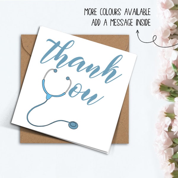 Cute Thank You Card For Nurses, Doctors, Hospital, Healthcare, Key Worker Appreciation Card, Hand Made Medical Card to say Thanks.