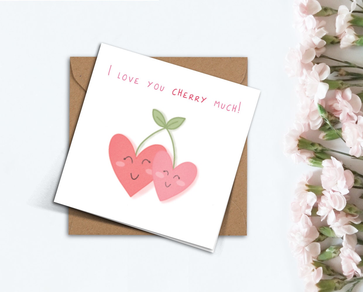 I Love You Cherry Much Valentines Day Card Handmade Cute Funny photo