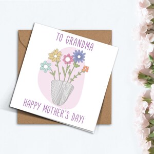 Leuke bloemen Moederdag kaart, kaart voor mama, handgemaakte eenvoudige kaart voor mama oma Nana schoonmoeder stiefmoeder