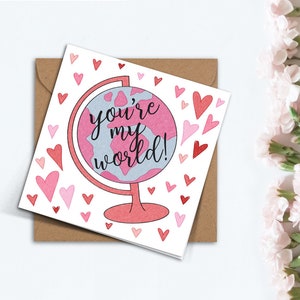 You&#39;re my World Valentines Day Karte Niedliche handgemachte Liebes-Herz-Kugel-Karte für Freund Freundin Freund Frau Ehemann Valentinsgeschenk