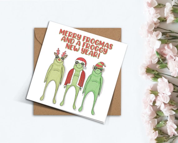 Funny Frog Christmas Card, Cute Handmade Card for Girlfriend, Boyfriend,  Best Friend, Merry Christmas Gift Merry Frogmas, New Year Card