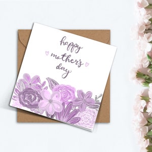 Linda flor tarjeta del día de la madre, tarjeta para mamá, tarjeta simple hecha a mano para mamá, la mejor mamá del mundo, la mejor mamá del mundo.