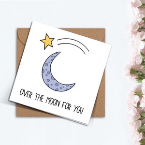 Süße Over the Moon Karte, handgemachtes Geschenk Glückwünsche gut gemacht Karte für Mama, Freundin, Freund, Freund, Bruder, Schwester.