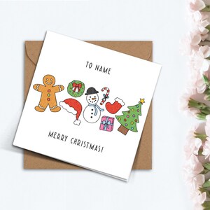 Personalisierte Weihnachtskarte, Karte für Sie, Karte für Ihn, handgemachte süße Karte für Mama, Freundin, Freund, Familie, Bruder, Schwester