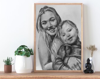 A3 personalisierte Bleistiftzeichnung, handgezeichnete Porträts, benutzerdefinierte Zeichnung vom Foto, perfektes Geschenk für Familie und Freunde