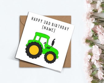 Personalised Tractor Birthday Card with Age and Name, Card for Him, Handmade Cute Custom Birthday Card for Dad, Boyfriend, Friend, Brother