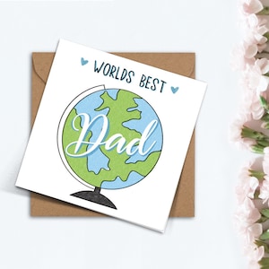 Carte de fête des pères, le meilleur papa au monde, joli cadeau fait main bleu vert pour papa, grand-père, beau-père, beau-père