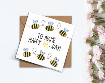 Carte de joyeux anniversaire personnalisée, carte pour elle, carte pour lui, carte d'anniversaire mignonne faite main pour ami, petite amie, carte de petit garçon.