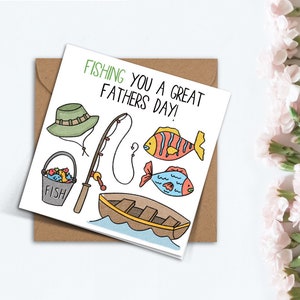 Vous pêchez une belle carte de fête des pères, jolie carte de papa pêcheuse faite main pour beau-père, grand-père, beau-père, papa
