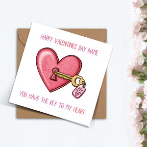 Gepersonaliseerde je hebt de sleutel tot mijn hart Valentijnsdag kaart voor vriend vriendin vriend vrouw man schattig slot en sleutel Valentijn cadeau