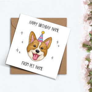 Carte d'anniversaire personnalisée Corgi, carte d'anniversaire personnalisée mignonne faite main pour animal de compagnie pour maman, soeur, petit ami, petite amie, carte d'amant de chien d'animal de compagnie.