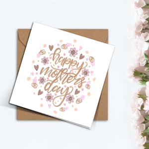 Linda flor tarjeta del día de la madre, tarjeta para mamá, tarjeta simple hecha a mano para mamá, la mejor mamá del mundo, la mejor mamá del mundo.