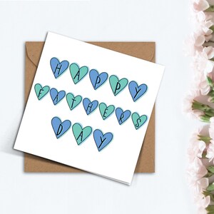 Tarjeta del Día del Padre, linda tarjeta de corazones simples para papá, lindo regalo hecho a mano de niños, de hija, hijo, abuelo, padrastro