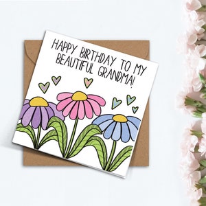Süße schöne Oma Geburtstagskarte, handgemachte Blumenkarte für Oma, Nana, Oma, Freundin, Freund, bester Freund, Mutter