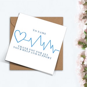 Personalised Thank You Card For Nurses, Doctors, Hospital, Healthcare, Key Worker Appreciation Card, Hand Made Medical Card to say Thanks.