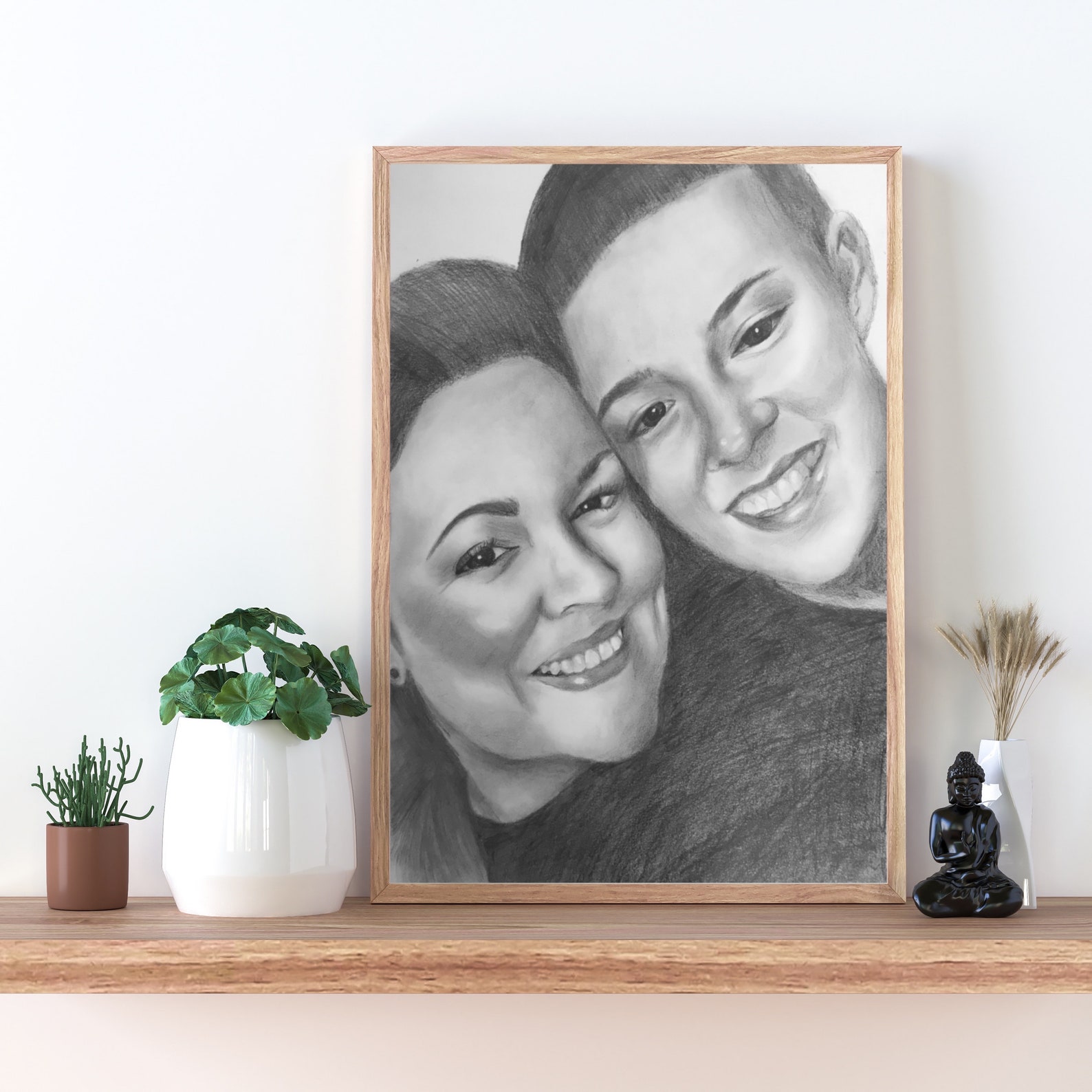 Sentimental Drawing Friend Custom Hand Drawn Pencil Drawing From Photo, Personalised Heartwarming ...