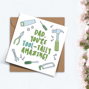 Papa, tu es vraiment incroyable, carte de fête des pères Punny, cadeau de jeu de mots outils drôle mignon pour papa, grand-père, beau-père, beau-père