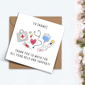 Personalised Thank You Card For Nurses, Doctors, Hospital, Healthcare, Key Worker Appreciation Card, Hand Made Medical Card to say Thanks.