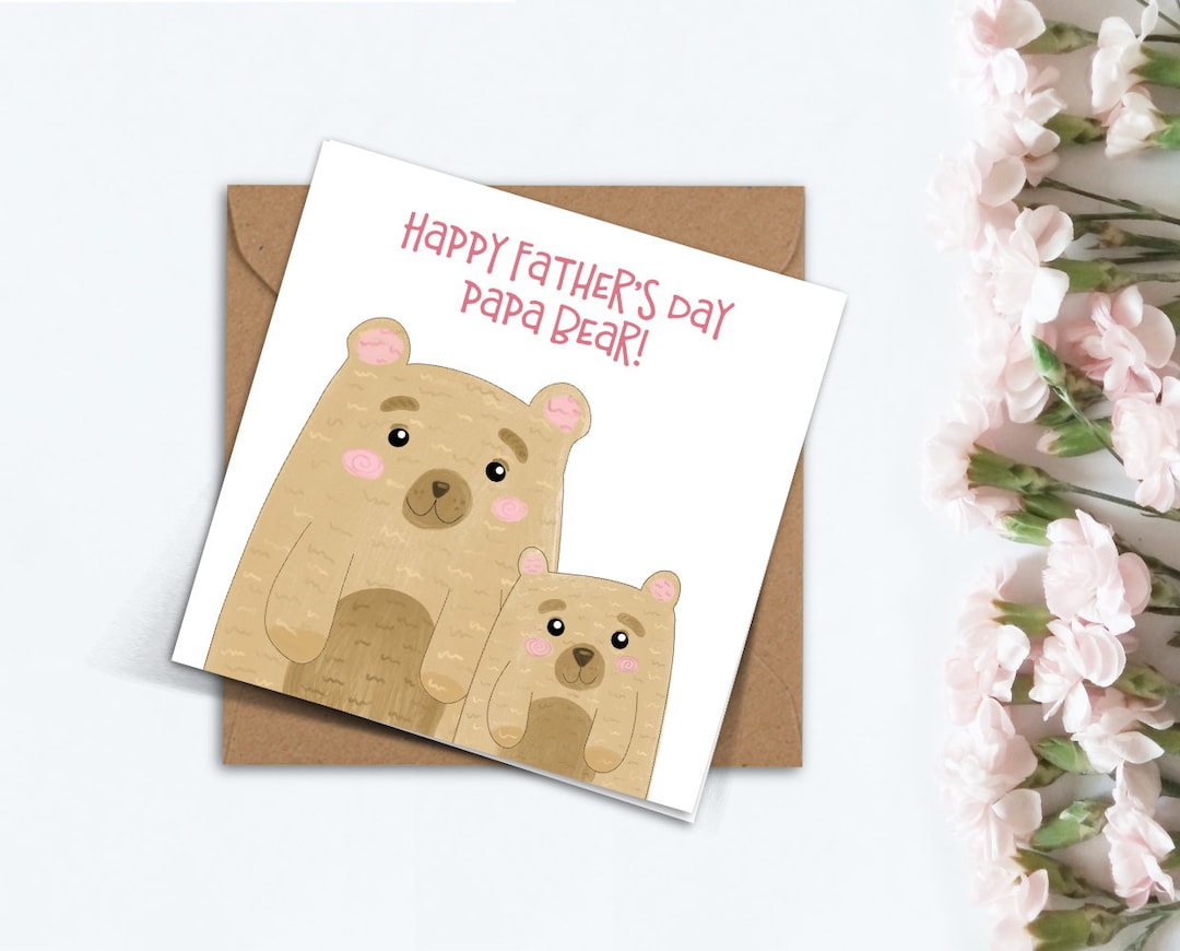 Happy Father's Day Papa Bear Card, Cute Simple Card for Dad, Cute ...