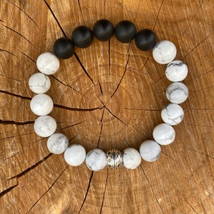 White Turquoise  and Black Onyx Healing Bracelet